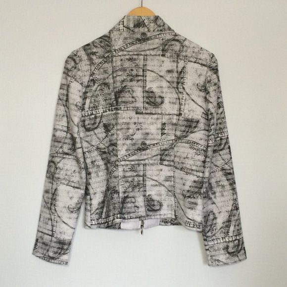 Joseph Ribkoff Womens Full Zip Jacket Sz 8 Black White Striped Long Sleeve Lined - Picture 2 of 7